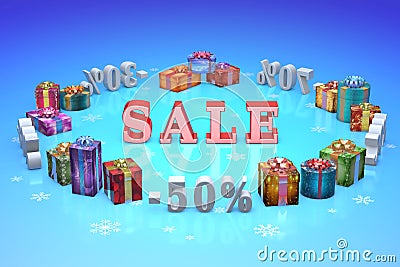 Christmas discounts (dumping,%, percentages, purchase, sale) Stock Photo